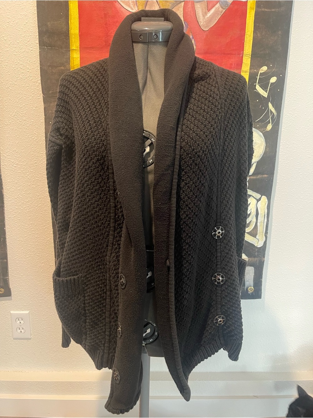 Women’s Lululemon Black Shawl Collar Button-Front Women's Sweater Cardigan